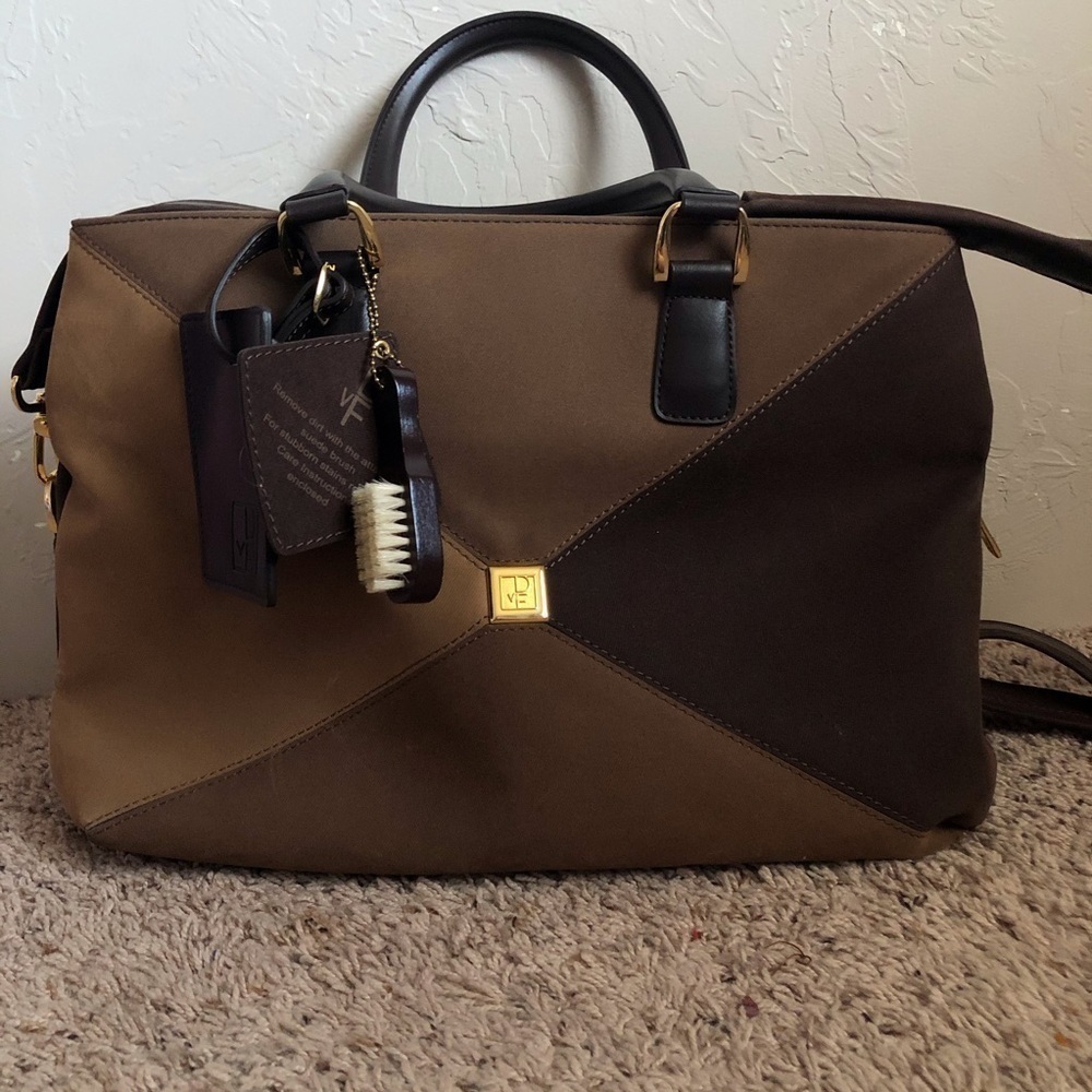DVF‎ Brown Multi-tone Faux Suede Overnight Bag